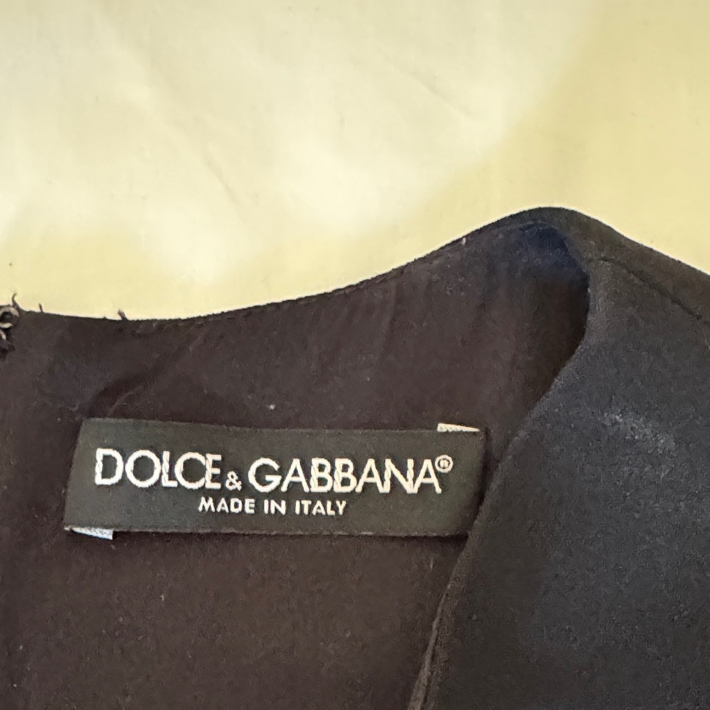 Dolce & Gabbana Black Midi Dress with Floral Accent - Picture 2 of 6